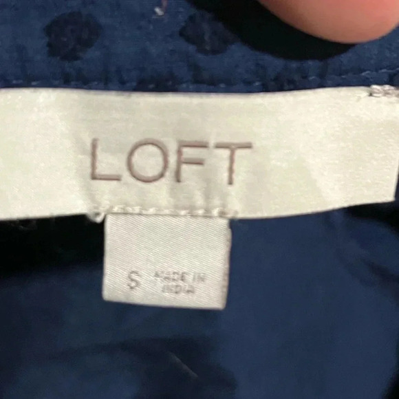 Loft Henley Flounce blue Shirtdress small - Picture 6 of 8